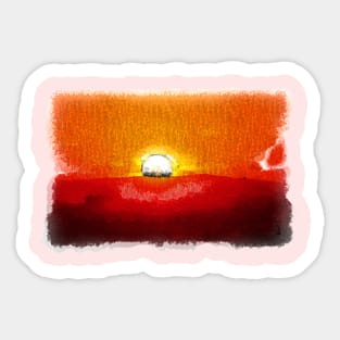 Red sunset artwork Sticker